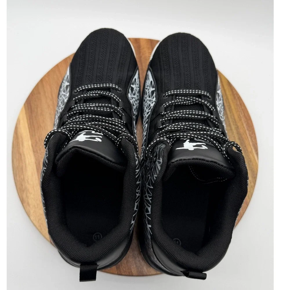Unbranded Men's Size US 11 UK‎ 10.5 Basketball Black White Mid Top Sneakers 0856